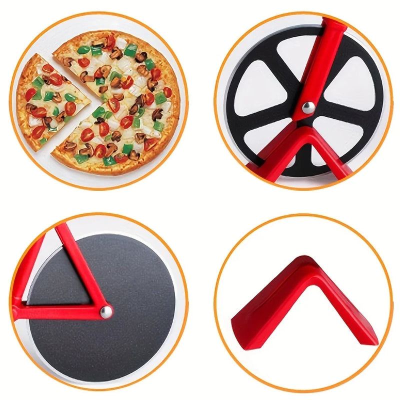 1 unidade de Cortador de Pizza Redondo de Aço Inoxidável em Forma de Bicicleta, Faca de Pizza, Ferramenta de Confeitaria, Cortador de Biscoito Multiuso, Divisor de Alimentos, Ferramentas de Cozinha